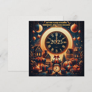 Midnight Magic: een gouden welkom in 2025 Feestdagenkaart