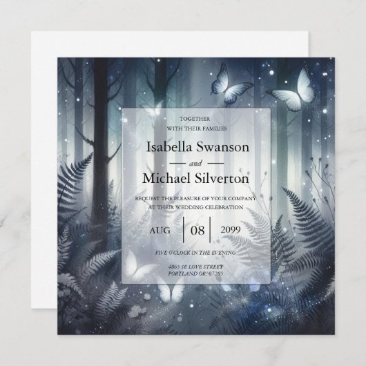 Midnight Magic en maanverlichte vleugels bruiloft Kaart (Voorkant / Achterkant)