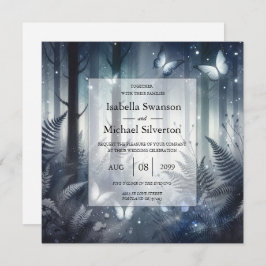 Midnight Magic en maanverlichte vleugels bruiloft Kaart