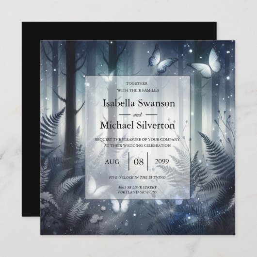 Midnight Magic en maanverlichte vleugels bruiloft Kaart (Voorkant / Achterkant)