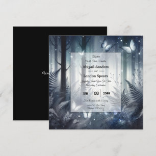 Midnight Magic en Moonlit Wings Wedding Invitation Kaart
