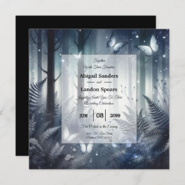 Midnight Magic en Moonlit Wings Wedding Invitation Kaart