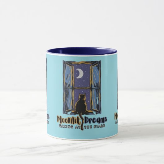 Midnight Magic: Kat in de maanverlichte lucht Mok (Midden)
