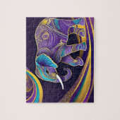 Midnight Magic: Paarse & gouden olifant Legpuzzel (Verticaal)