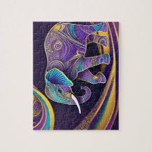 Midnight Magic: Paarse & gouden olifant