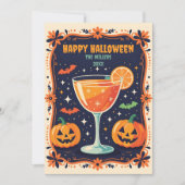 Midnight Magic Retro Cocktail Halloween Spooky Feestdagenkaart (Voorkant)
