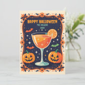 Midnight Magic Retro Cocktail Halloween Spooky Feestdagenkaart (Staand voorkant)