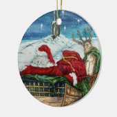 Midnight Magic Submarine Santa Ceramic Ornament (Links)
