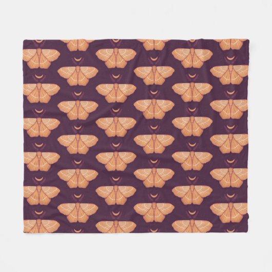 Midnight Magic: Witchy Night Moth Fleece Deken (Voorkant (Horizontaal))