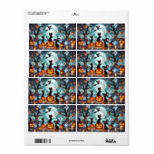 Midnight Magic: Zwarte Katten & Pompoenen Hallowee Etiket (Full Sheet)