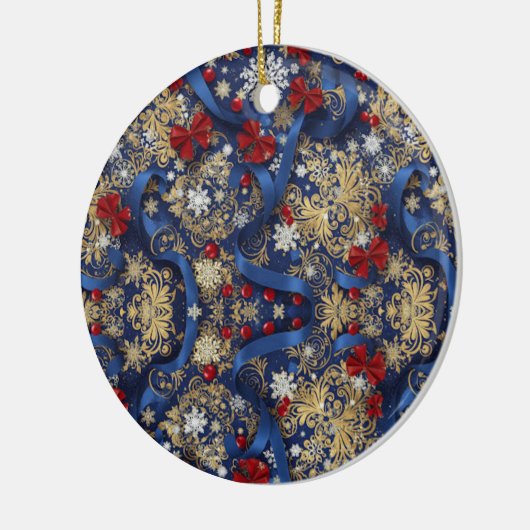 Midnight Majesty — Blue & Gold Christmas Ornament (Links)