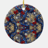 Midnight Majesty — Blue & Gold Christmas Ornament (Achterkant)