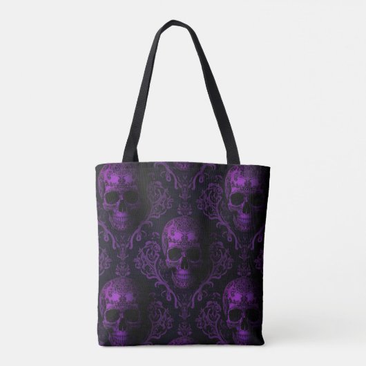 Midnight Majesty Gothic Skull Tote – Purple Baroqu Tote Bag (Achterkant)