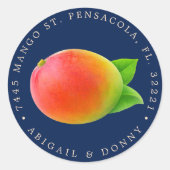 Midnight Mango Huwelijk | Adres Ronde Sticker (Voorkant)