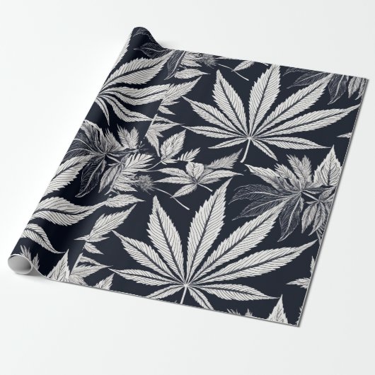 Midnight Maple: Zwart Kleur Stijl Party Design" Cadeaupapier (Uitgerold)