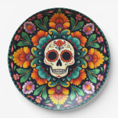 💀🎉Midnight Marigoldware Día de los Muertos Papieren Bordje (Voorkant)