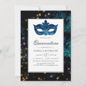Midnight Masquerade Damask Quinceañera Kaart (Voorkant)