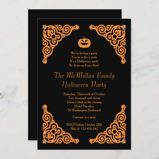 Midnight Masquerade Halloween Kostuum Feest Kaart (Voorkant / Achterkant)