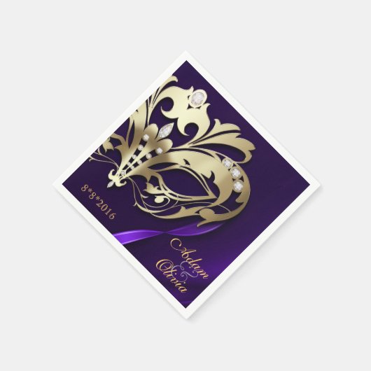 Midnight Masquerade Paarse bruiloft Servet (Hoek)