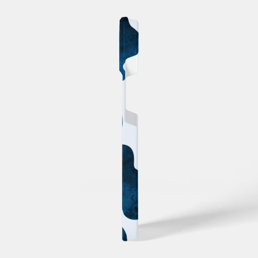 Midnight Meadow: Navy Blue Koe Print iPhone Hoesje (Linkerkant)