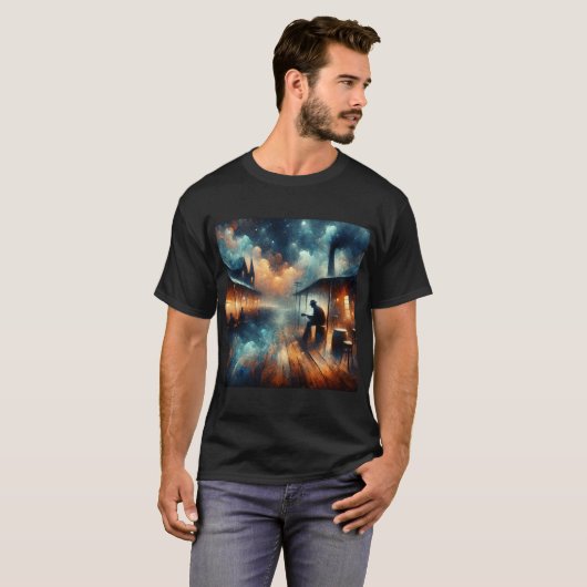 Midnight Melodies: Enigmatic Blues Tee T-shirt (Voorkant volledig)