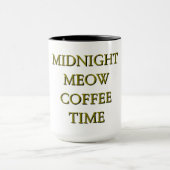 Midnight Meow Coffee Time–Black & Gold Cat Mug Mok (Midden)