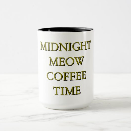 Midnight Meow Coffee Time–Black & Gold Cat Mug Mok (Midden)