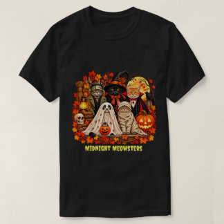 Midnight Meowsters Vintage Halloween Katten T-Shir T-shirt