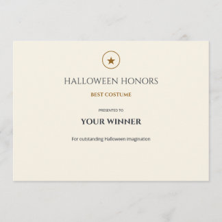 Midnight Merit Bewerkbare Halloween Award Card Kaart