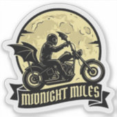 Midnight Miles Gothic Bat Wing Biker Vinyl Sticker (Voorkant)