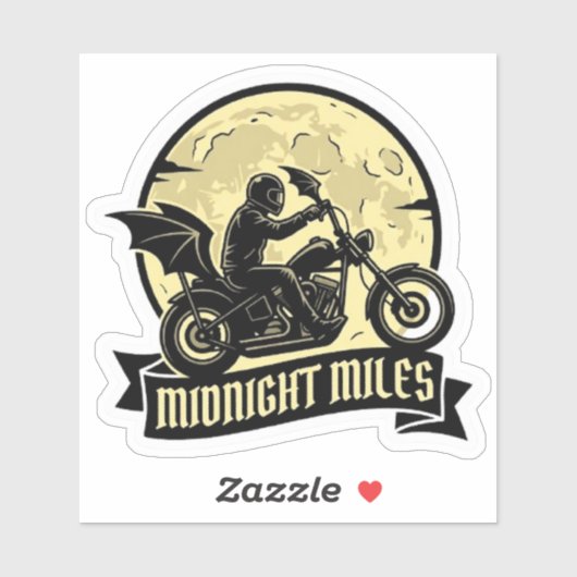 Midnight Miles Gothic Bat Wing Biker Vinyl Sticker (Vel)