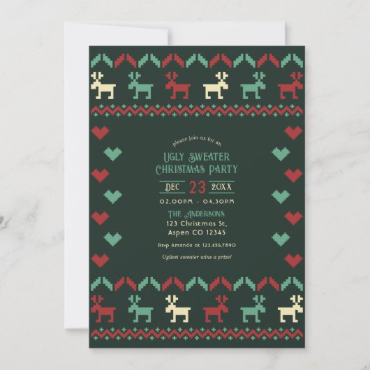 Midnight Mistletoe Ugly Sweater Christmas Party Kaart (Voorkant)