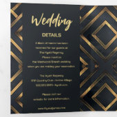 Midnight moderne gouden bruiloft drieluik uitnodiging (Binnenzijde eerst)