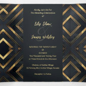 Midnight moderne gouden bruiloft drieluik uitnodiging (Binnenkant midden)