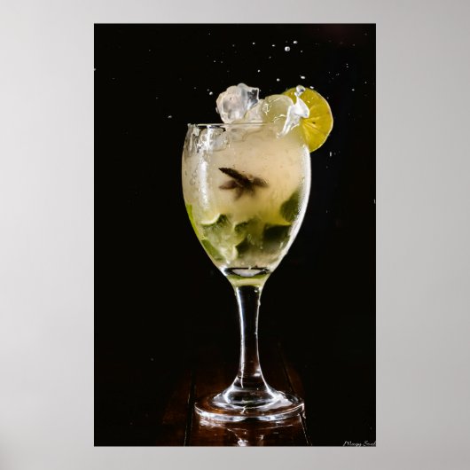 Midnight Mojito: Dynamisch Ijs & Lime Cocktail Spe Poster (Voorkant)