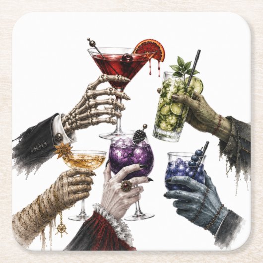 Midnight Monsters Halloween Cocktail Kartonnen Onderzetters (Voorkant)