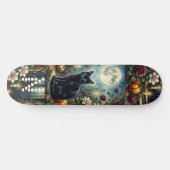 Midnight Moon Black Cat Botanicals Monogram Mystic Persoonlijk Skateboard (Horizontaal)