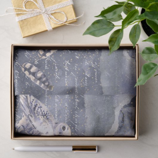 Midnight Moon, Owl and Feather Decoupage Tissuepapier (Geschenk)