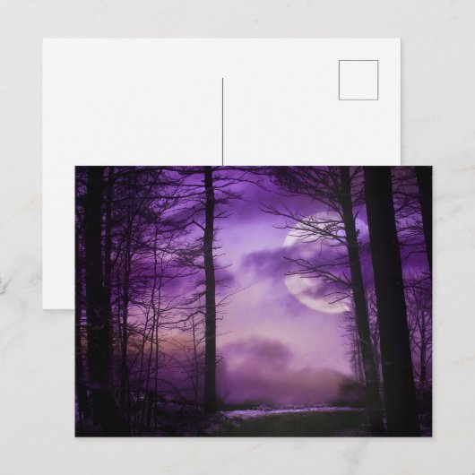 Midnight Moon - Paars Briefkaart (Voorkant / Achterkant)