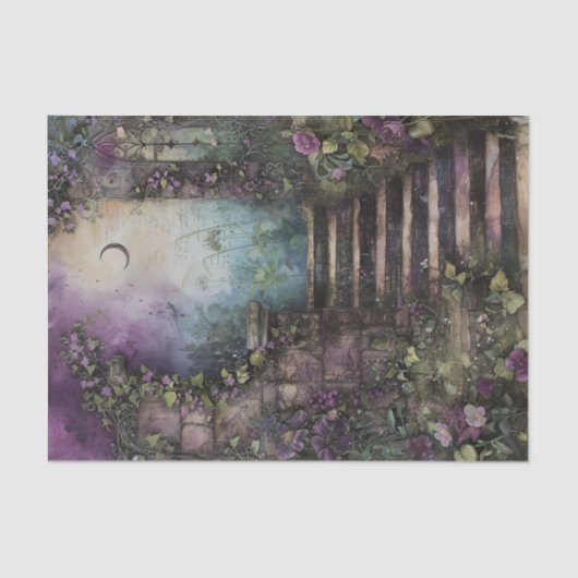 MIDNIGHT MOON TUIN DECOUPAGE TISSUE PAPIER (Voorkant)