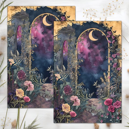 MIDNIGHT MOON TUIN DECOUPAGE TISSUE PAPIER