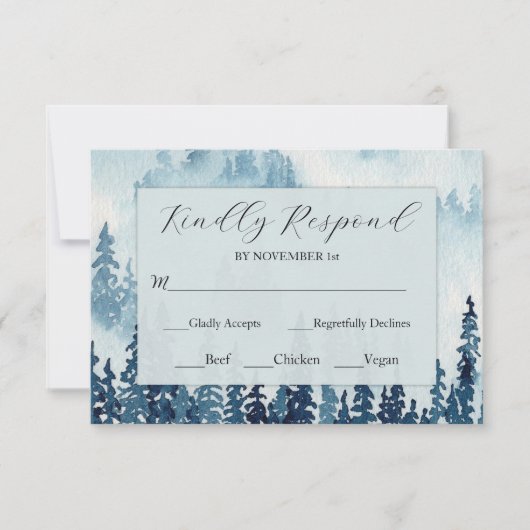 Midnight Moonlight Rustic Wedding RSVP Kaart (Voorkant)