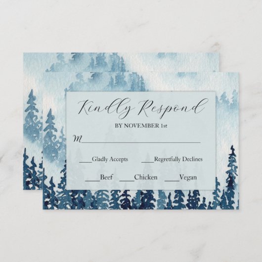 Midnight Moonlight Rustic Wedding RSVP Kaart (Voorkant / Achterkant)