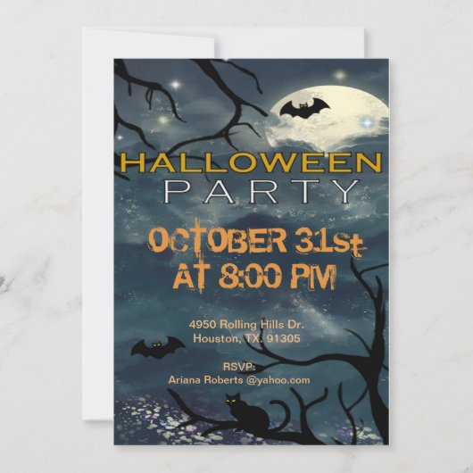 Midnight Moonlight Volwassen Halloween Kaart (Voorkant)