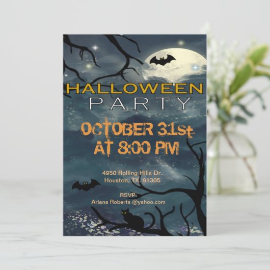 Midnight Moonlight Volwassen Halloween Kaart (Staand voorkant)