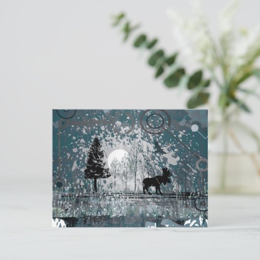 Midnight Moose Scene Briefkaart (Staand voorkant)