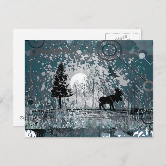 Midnight Moose Scene Briefkaart (Voorkant / Achterkant)