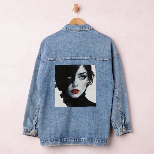Midnight Muse - Ink-Splash Portret Denim Jacket (Hangar)