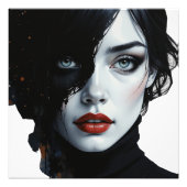 Midnight Muse - Ink-Splash Portret Foto Afdruk (Voorkant)
