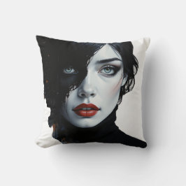 Midnight Muse - Ink-Splash Portret Kussen